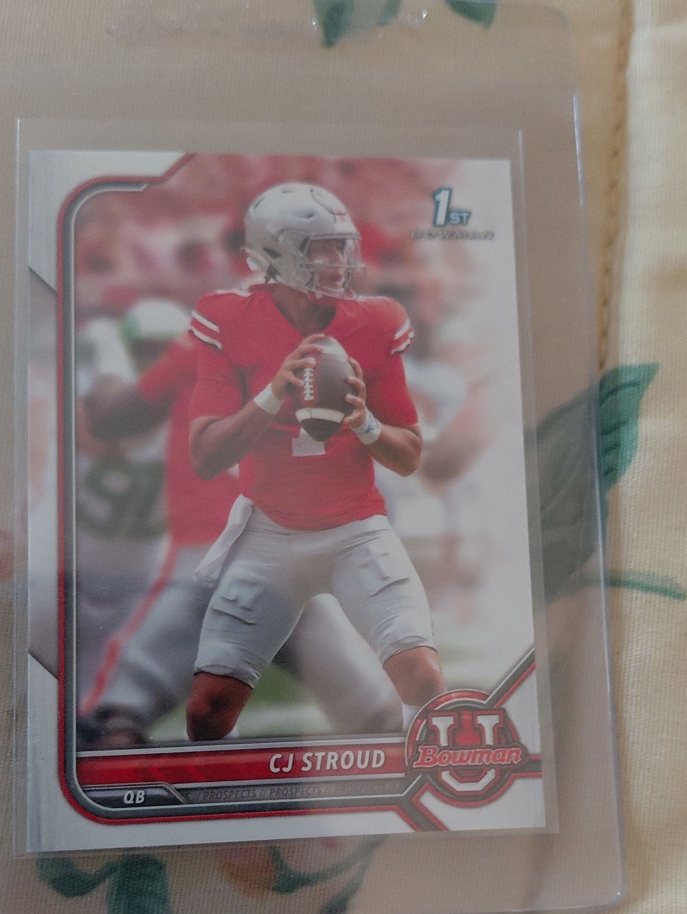 Sports Trading Card - Red/White Football Player Card